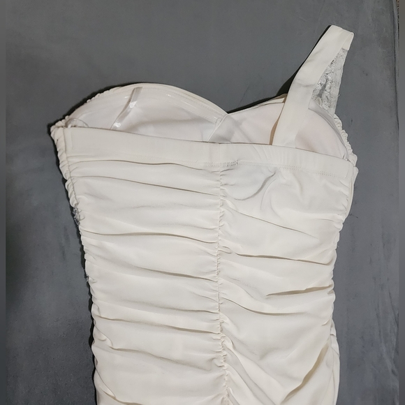 White Bodycon Dress with Rhinestone Detail - Picture 3 of 5